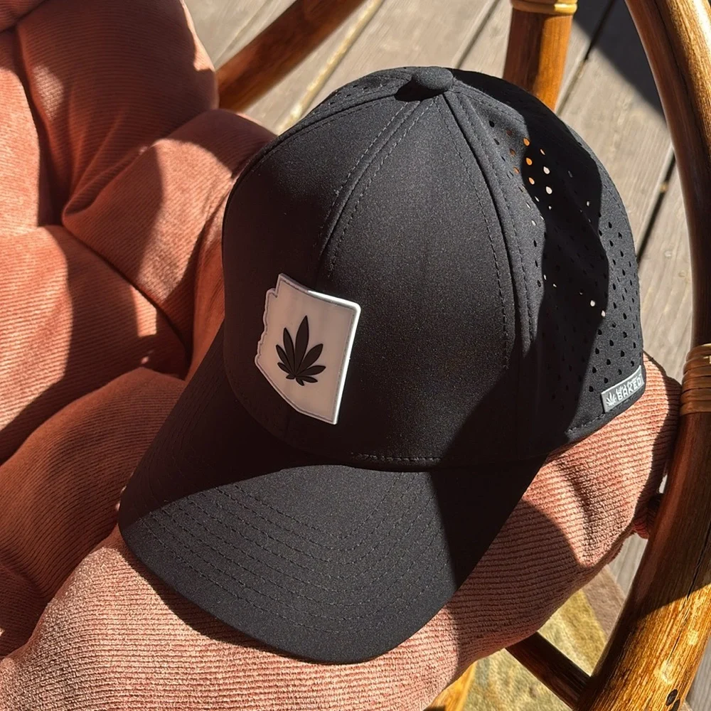 Baked Bros. | Black Arizona Breathable Adjustable Baked Bros Marijuana Leaf HAT